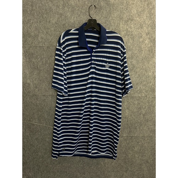 Greyson Other - Greyson Polo Shirt Men's L Blue White Striped Golf Geometric Performance Logo